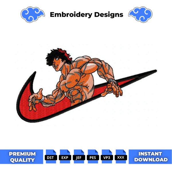 Baki Hanma Swoosh Embroidery Design