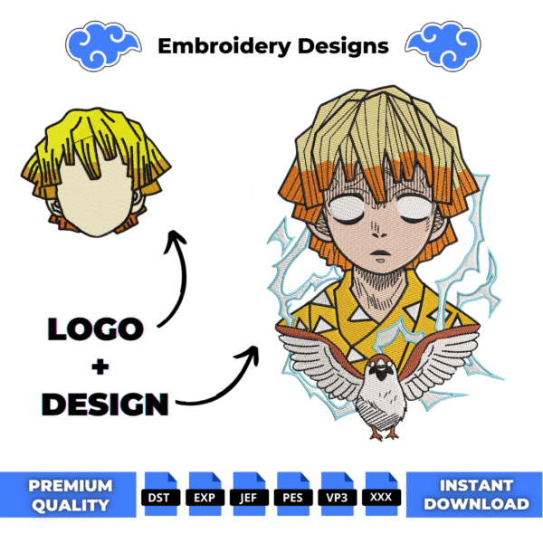 Zenitsu and Logo Embroidery Design