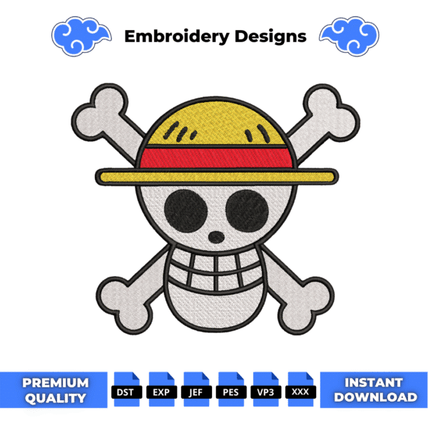 Straw Hats Logo Embroidery Design